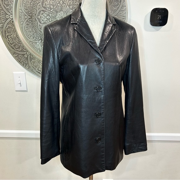 Coach Jackets & Blazers - COACH Black leather long sleeve jacket - Size M